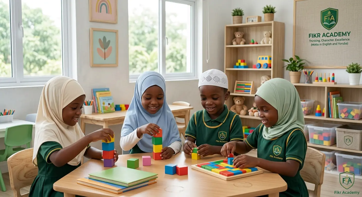 Muslim nursery school children in early years class